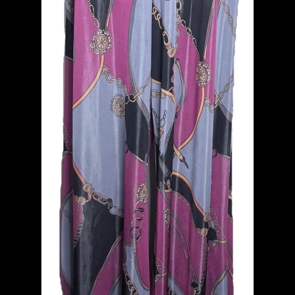 Dots Women’s Satin Strapless Baroque Print Jumpsuit L Pink Black Gold Wide Leg - Picture 4 of 16